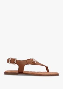 BARBOUR Vivienne Cognac Leather Toe Post Sandals 