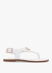 BARBOUR Vivienne White Leather Toe Post Sandals 