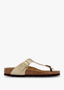 BIRKENSTOCK Gizeh Narrow Fit Gold Birko-Flor Sandals 
