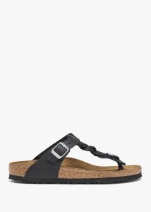 BIRKENSTOCK Gizeh Braided Black Oiled Leather Toe Post Sandals 