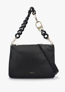 MY BEST BAG Black Leather Chunky Chain Strap Shoulder Bag 