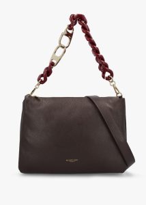 MY BEST BAG Brown Leather Chunky Chain Strap Shoulder Bag 