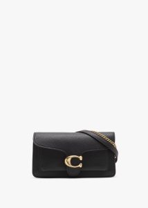 COACH Tabby Black Leather Chain Clutch Bag 