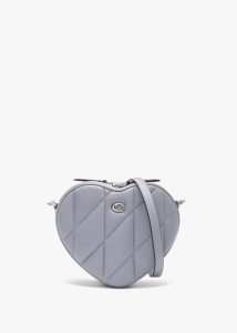 COACH Heart Quilted Grey Blue Leather Cross-Body Bag 