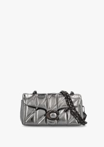 COACH Tabby 20 Quilted Anthracite Metallic Leather Shoulder Bag 
