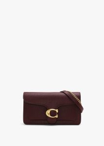 COACH Tabby Merlot Leather Chain Clutch Bag 