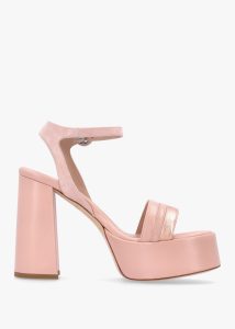 CHIARA CARRINO Cornflower Nude Leather Platform Heeled Sandals 