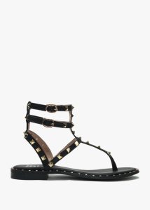 DF By DANIEL Cube Black Square Studded Gladiator Sandals 