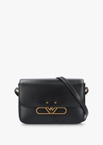 EMPORIO ARMANI Luxe Black Leather Shoulder Bag 