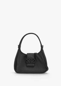 EMPORIO ARMANI Raso Black Satin Hobo Shoulder Bag 