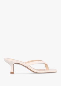 DANIEL Eden Cream Leather Toe Post Kitten Heel Sandals 