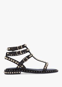 DANIEL Eternal Black Leather Studded Gladiator Sandals 