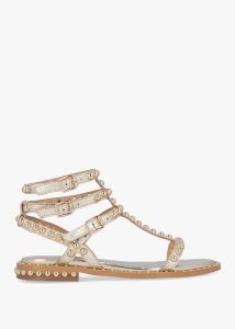 DANIEL Eternal Gold Leather Studded Gladiator Sandals 