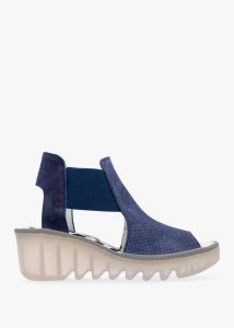 FLY LONDON Biga Jeans Suede Wedge Sandals 