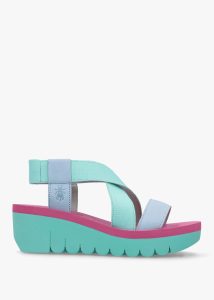 FLY LONDON Yabi Sky Spear Lila Leather Mid Wedge Sandals 