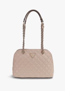 GUESS Dome Light Beige Quilted Shoulder Bag 