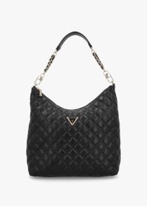 GUESS Giully Quilted Black Hobo Bag 