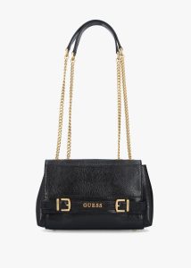 GUESS Sestri Black Patent Retile Shoulder Bag 