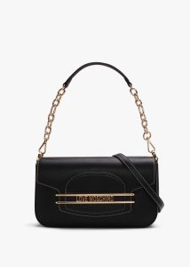 LOVE MOSCHINO Infinity Love Black Front Flap Cross-Body Bag 