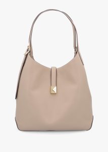 KATE SPADE Large Deco Timeless Taupe Leather Shoulder Bag 