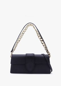 DANIEL Lara Black Leather Chain Strap Bag 
