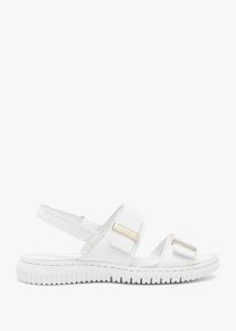 DANIEL Lellie White Leather Two Bar Sandals 