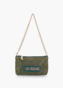 LOVE MOSCHINO Bling Bling Emerald Green Chain Handle Shoulder Bag 