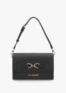 LOVE MOSCHINO Lover Black Leather Shoulder Bag 
