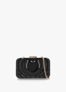 LOVE MOSCHINO Perspex Heart Nero Clutch Bag 