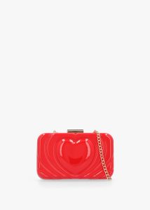 LOVE MOSCHINO Perspex Heart Rosso Clutch Bag 