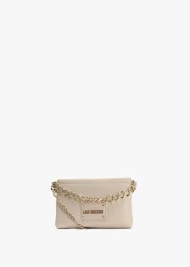 LOVE MOSCHINO Strass Heart Avorio Chain Shoulder Bag 