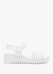 DANIEL Lola White Leather Y Back Tread Sole Sandals 