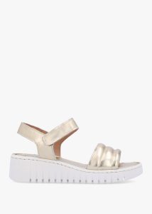 DANIEL Lola Gold Leather Y Back Tread Sole Sandals 