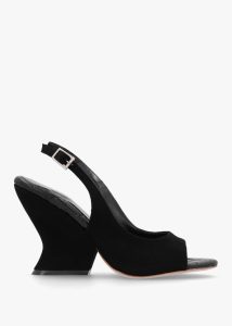 DANIEL Margot Black Suede Sculpted Wedge Sandals 