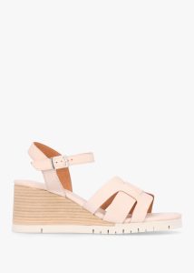 MODA IN PELLE Pedie Off White Leather Wedge Sandals 