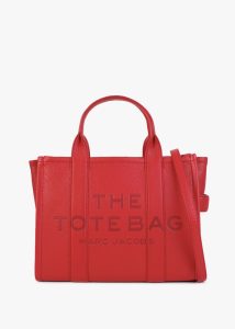 MARC JACOBS The Leather Medium True Red Tote Bag 