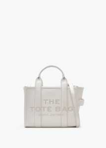 MARC JACOBS The Leather Small Cotton Silver Tote Bag 