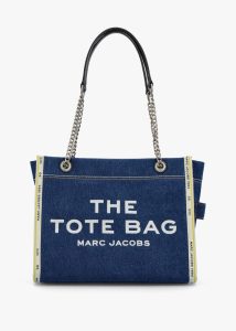 MARC JACOBS The Denim Chain Medium Dark Wash Tote Bag 