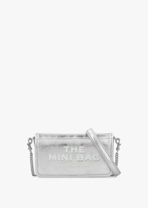 MARC JACOBS The Metallic Leather Chain Silver Mini Cross-Body Bag 