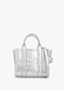 MARC JACOBS The Metallic Leather Silver Cross-Body Tote Bag 