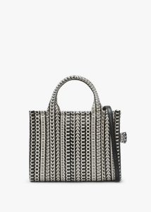 MARC JACOBS The Monogram Leather Small Black & White Tote Bag 
