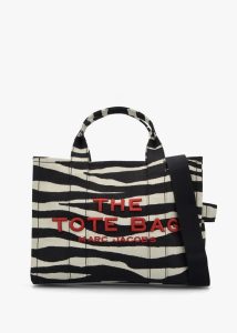 MARC JACOBS The Zebra Canvas Medium Black & White Tote Bag 