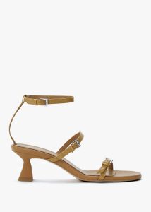 MIISTA Isaura Beige Patent Leather Kitten Heel Sandals 