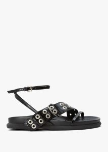 MIISTA Zilda Black Leather Chunky Sandals 