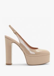 DANIEL Nosling Nude Patent Leather Platform Heeled Sandals 