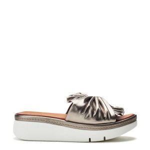 Moda In Pelle Ollin Pewter Metallic Leather