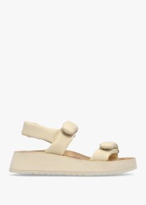 PAPILLIO Theda Ecru Natural Leather Sandals 