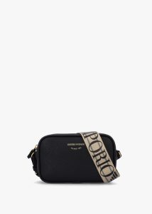 EMPORIO ARMANI Piped Black & Silver Camera Bag 