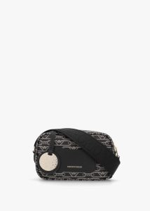 EMPORIO ARMANI Piped Logo Nero & Ecru Camera Bag 