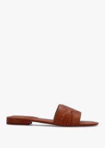 LAUREN RALPH LAUREN Alegra III Polo Tan Leather Slider Sandals 